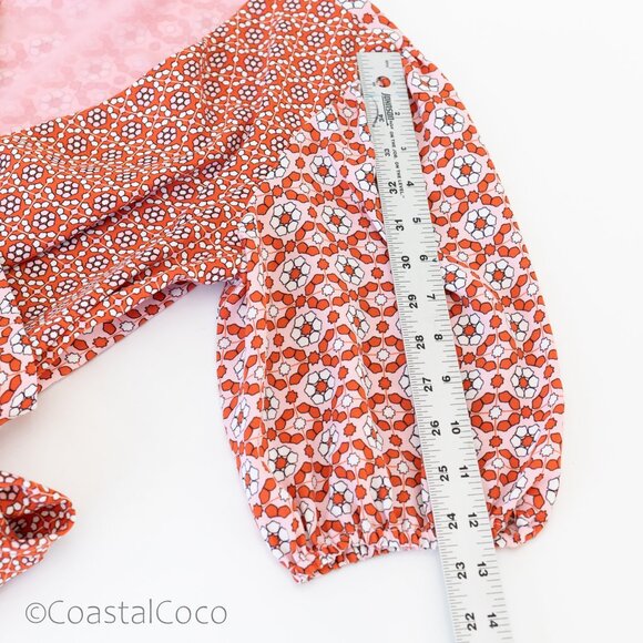 Sachin & Babi Wrap Blouse Top 8 Floral Asymmetric Puff Sleeve Retro Artsy Boho - Picture 14 of 14